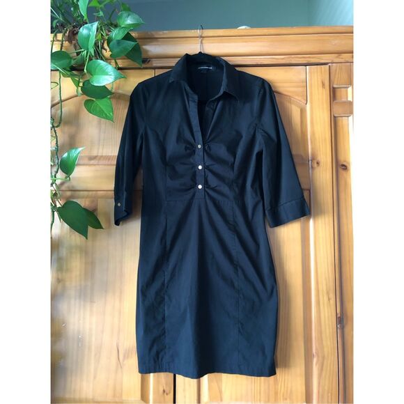 Express Design Studio 3/4 Sleeve Black Shirt Dress SZ 8 - Picture 2 of 10